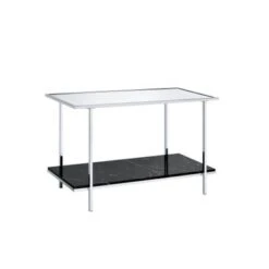 Console Table, Mirrored, Faux Marble & Chrome - Black -Gourmet Interiors c9204354 ceab 47c2 aa72 b56ef72b40d6
