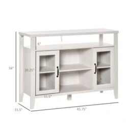 HOMCOM Farmhouse Sideboard Buffet Cabinet, Coffee Bar Cabinet With Storage Shelves, Kitchen Cabinet With 2 Framed Glass Doors - White 23 HOMCOM Farmhouse Sideboard Buffet Cabinet, Coffee Bar Cabinet With Storage Shelves, Kitchen Cabinet With 2 Framed Glass Doors - White -Gourmet Interiors c9adc6d4 1c61 4387 a86a fc3abbfe73a4