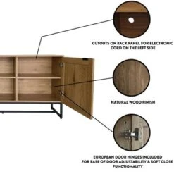 Soderhamn Oak Sideboard Buffet Cabinet With Rattan Doors - Oak -Gourmet Interiors cabdb8c4 393b 4b88 8057 d3f61285b04f