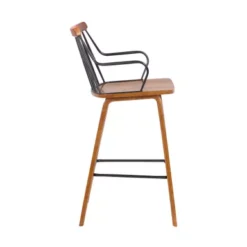 Micah Walnut And Metal Modern 26" Counter Height Bar Stool -Gourmet Interiors caee0e0c 8e4f 4b39 aad6 ff2af55c9eec