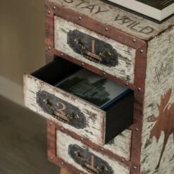 Vintiquewise Antique Rustic Brown Wood Vintage Tallboy Chest With 4 Drawers And Legs - Brown -Gourmet Interiors cb1571c7 5bf1 4747 aece ffd2d7848947