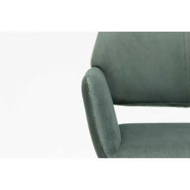 Modern Open Back Upholstered Dining Chair With Wood Legs - Green 4 Modern Open Back Upholstered Dining Chair With Wood Legs - Green - Image 2