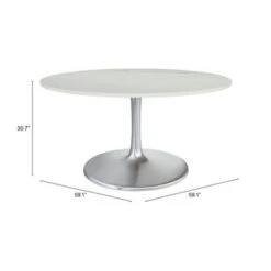 Declaration Dining Table 48" White & Silver - 59.1 -Gourmet Interiors cc18d8ec 0d38 4611 8069 2270e38e3e80
