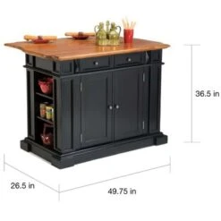 Copper Grove Warwick Black Distressed Oak Kitchen Island - Stationary - Black - Wood -Gourmet Interiors cc42a7f0 216a 4d7c 87d3 f6746c003d09