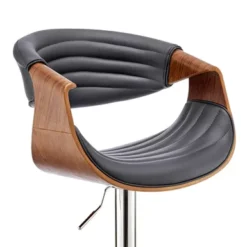 Gionni Adjustable Swivel Grey Faux Leather And Walnut Wood Bar Stool With Chrome Base -Gourmet Interiors cc4ca796 ff19 4d5d aea6 e486188d6c80