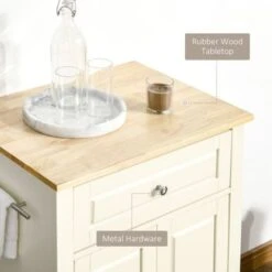 HOMCOM Rolling Kitchen Island Cart, Portable Serving Trolley Table With Drawer, Adjustable Shelf And 2 Towel Racks - Grey -Gourmet Interiors cc6f2440 91e2 4869 9813 06c07a6af622