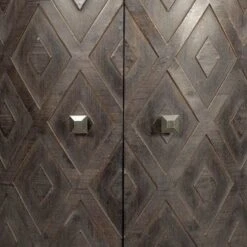 Lennon Dark Brown Fir Veneer W/ 4 Doors Curved Accent Cabinet - 38.5L X 18.5W X 32.3H - Dark Brown -Gourmet Interiors cc9f0f41 d8b7 4aba 8182 a9d5d6d5d5c2