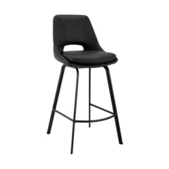Carise Black Faux Leather And Black Metal Swivel 26" Counter Stool -Gourmet Interiors cd41a2d5 bf41 435c 9279 a61c2f75b204
