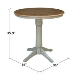 36" Round Top Pedestal Table - Hickory/Stone - Dining Height - Distressed Hickory/Stone -Gourmet Interiors cd5d72e0 dd17 4a3a b2d3 8236731b3b48