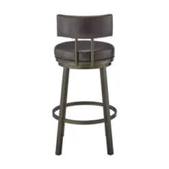 Dalza 26" Swivel Counter Stool In Mocha Finish With Brown Faux Leather -Gourmet Interiors cd7d2658 53f7 4267 a6bb fac0453025a0