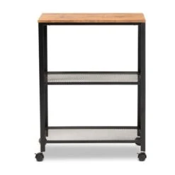 Carbon Loft Taybeh Vintage Rustic Industrial Kitchen Serving Cart - Wood - Kitchen Cart -Gourmet Interiors cdf0eec7 ad56 4709 9363 ecbcfe02a836