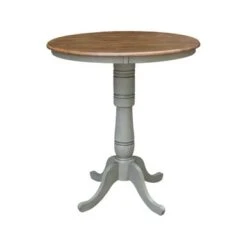 36" Round Top Pedestal Table - Hickory/Stone - Hickory/Stone - 41.1"H