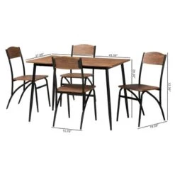 Baxton Studio Neona Modern Industrial Walnut Brown Finished Wood And Black Metal 5-Piece Dining Set - 5-Piece - Walnut Brown, Black -Gourmet Interiors ce1aaf6f 2e99 4221 8943 e12b4ad94cfd