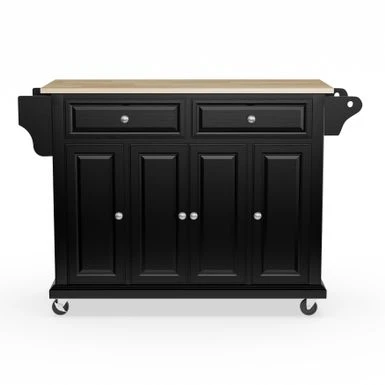 Full Size Black Finish Natural Wood Top Kitchen Cart/ Island - N/A - Kitchen Cart - Wood - Black 6 Full Size Black Finish Natural Wood Top Kitchen Cart/ Island - N/A - Kitchen Cart - Wood - Black - Image 4