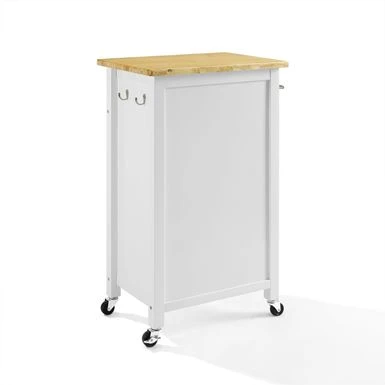 Savannah Wood Top Compact Kitchen Island/Cart - 37"H X 22.25"W X 15.75"D - Kitchen Cart - Wood - White 11 Savannah Wood Top Compact Kitchen Island/Cart - 37"H X 22.25"W X 15.75"D - Kitchen Cart - Wood - White - Image 9