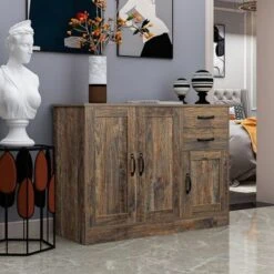 Clihome 43in. Wood Entryway Serving Storage Cabinet Buffet Sideboard - Walnut -Gourmet Interiors cee2421d cc21 4e28 ab7c fc28eb8233b0