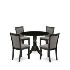 Modern Dining Table Set Consists Of A Dining Table With Drop Leaves And Parson Chairs (Pieces And Finish Option) - DLMZ3-AB6-06 -Gourmet Interiors cee5f43c 53b8 4c33 afdf 2ff70951046c