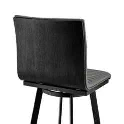 Nikole 26" Counter Height Swivel Bar Stool In Matte Black Finish With Gray Faux Leather -Gourmet Interiors cf97a6db 06e7 4850 8445 b4bb4c2f3832