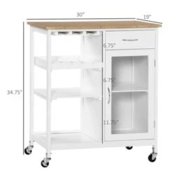 HOMCOM Utility Kitchen Cart, Rolling Kitchen Island Storage Trolley - White 31 HOMCOM Utility Kitchen Cart, Rolling Kitchen Island Storage Trolley - White -Gourmet Interiors cfb2fac6 477a 47d5 9089 50e516bd5451