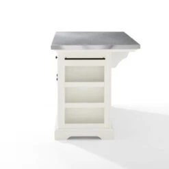 Julia Stainless Steel Top Kitchen Island - 50 "W X32 "D X 36 "H - Stationary - White - Stainless Steel -Gourmet Interiors d003d35a 9503 478a bfeb 45504e38226c