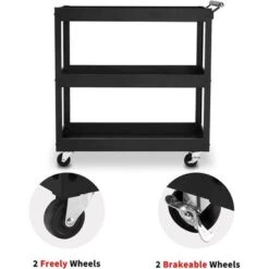 Mcombo 3 Tiers Metal Tool Cart For Garage, Utility Heavy Duty Cart With Anti-Scratched Cloth, Lockable Wheels, TC77 - Red -Gourmet Interiors d01d45b1 8a8b 4b75 ba0a dd292897bf17