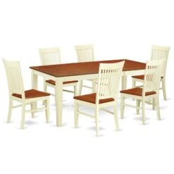Kitchen Table Set - A Dining Table And Wood Seat Kitchen Chairs (Finish & Pieces Options) - QUWE5-BCH-W -Gourmet Interiors d0824a18 9726 4073 9ab5 22ccce69a013