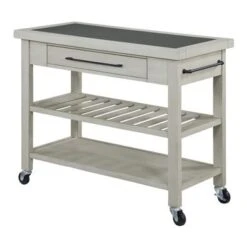 Bridgeford Kitchen Island - Portable - Antique White - Wood -Gourmet Interiors d1518053 1ecb 4aee 801e daf178aa9579