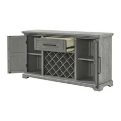 Beach House 65" Solid Wood Dove Grey Server With Wine Bottle Storage - Dove Grey -Gourmet Interiors d15d1eb6 239f 4b1f a99b 7be31df84c0a