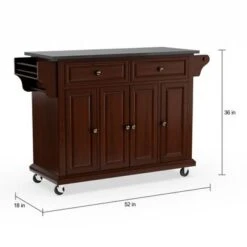 Full Size Solid Black Granite Top Kitchen Cart - N/A - Kitchen Cart - Wood - Brown -Gourmet Interiors d1999e32 ddec 4490 9729 0de6af9fdf3a