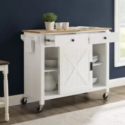 Laurel Kitchen Island/Cart - 18"x42"x32.63" - Portable - White - Wood -Gourmet Interiors d1c4dcd0 edf6 4a80 8b82 bbf56573e318
