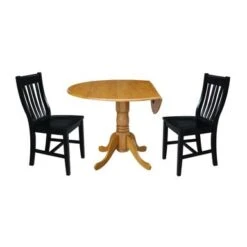 42 In Dual Drop Leaf Dining Table With 2 Dining Chairs - 3 Piece Dining Set - Natural Table/black Chairs -Gourmet Interiors d2102031 4c73 4013 89c1 f6a9912b4e22