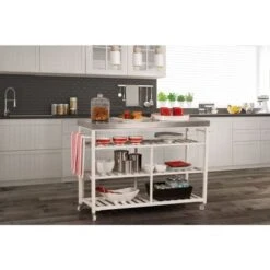 Hillsdale Kennon Kitchen Cart In White With Stainless Steel Top - Kitchen Cart - Stainless Steel 8 Hillsdale Kennon Kitchen Cart In White With Stainless Steel Top - Kitchen Cart - Stainless Steel -Gourmet Interiors d2137af5 b34c 4856 be39 38e0679519a8