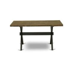 Dining Set - A Dinning Table With Trestle Base And Shitake Fabric Kitchen Chairs - Distressed Jacobean Finish (Pieces Option) - X676MZ606-5 -Gourmet Interiors d29ffba8 a0f1 45b5 9a33 831a906334e0