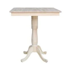 36" X 36" Square Top Pedestal Table With 4 Bar Stools - 5 Piece Set - Unfinished -Gourmet Interiors d364a590 b540 4a87 80a6 a4f43d441f86