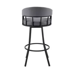 Palmdale 30" Swivel Slate Grey Faux Leather And Black Metal Bar Stool -Gourmet Interiors d3719512 d196 4eae 9c3c da6985b5d978