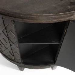 Lennon Dark Brown Fir Veneer W/ 4 Doors Curved Accent Cabinet - 38.5L X 18.5W X 32.3H - Dark Brown -Gourmet Interiors d385b777 3be5 4aaa 84bb 555e5104fe15