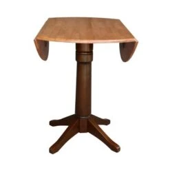 Round Dual Drop Leaf 42" Pedestal Table - Cinnamon/Espresso - 42.3" H -Gourmet Interiors d3aa2148 92e3 49d5 8b18 d12a5b604148