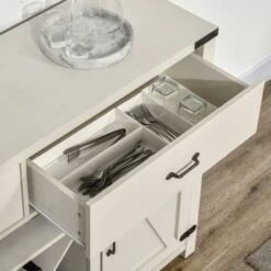 HomCom Wooden Farmhouse Sideboard Storage Buffet Cabinet - White -Gourmet Interiors d42f1c1a 035a 4a5e 9507 2c2ac29eb563