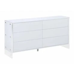 Somette Barry Contemporary Wooden & Solid Acrylic Buffet With 6 Drawers - 60.50" X 15.75" X 31.50" - White -Gourmet Interiors d441de51 b3c7 4e5d af69 52ad84eb18e4