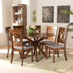 Baxton Studio Jessie Modern And Contemporary 7-Piece Dining Set - Walnut -Gourmet Interiors d45405ae e431 4bc5 9a23 b1ce94b6c9d7