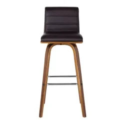 Vienna 26" Counter Height Swivel Brown Faux Leather And Walnut Wood Bar Stool -Gourmet Interiors d4892e8b 9677 46bb 9686 000bca3692f9