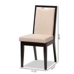 Baxton Studio Octavia Modern And Contempory Upholstered Wood Dining Chair Set(2PC) - Sand, Dark Brown -Gourmet Interiors d4b0362c 4ffe 4afd b2dc ef8ef9eda910