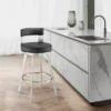Lynof Swivel Counter Stool In Brushed Stainless Steel With Black Faux Leather -Gourmet Interiors d4e039b6 0352 47f2 aa5a 6c8f3aea78bf