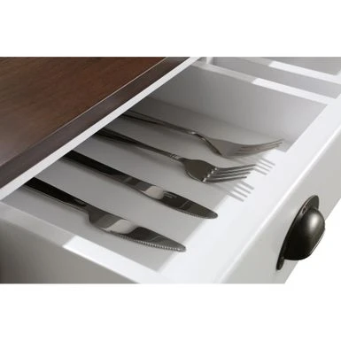 Monterey 36 In. Kitchen Island With Walnut Veneered Wood Countertop - 36" W X 28" D - Stationary - White - Wood 11 Monterey 36 In. Kitchen Island With Walnut Veneered Wood Countertop - 36" W X 28" D - Stationary - White - Wood - Image 9