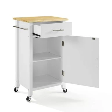 Savannah Wood Top Compact Kitchen Island/Cart - 37"H X 22.25"W X 15.75"D - Kitchen Cart - Wood - White 10 Savannah Wood Top Compact Kitchen Island/Cart - 37"H X 22.25"W X 15.75"D - Kitchen Cart - Wood - White - Image 8
