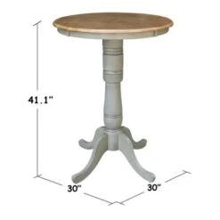 30" Round Top Pedestal Table - Hickory/Stone - Dining Height - Distressed Hickory/Stone -Gourmet Interiors d55207dc 497d 4528 ab9a 4c03b4834739