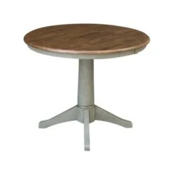36" Round Top Pedestal Table - Hickory/Stone - Dining Height - Distressed Hickory/Stone -Gourmet Interiors d56b8b1a e4fe 43b7 a651 77aa9b93c33b