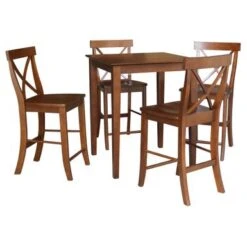 30" X 30" Counterheight Dining Table With 4 X-Back Stools - 5 Piece Set - Espresso -Gourmet Interiors d5911985 1f7f 4dd3 8dd3 c8cb95277276