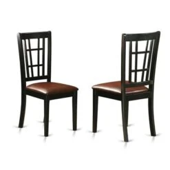 5 PC Kitchen Table Set - A Dining Table And 4 Wood Kitchen Chairs - Black & Cherry Finish (Seat Type Options) - DLNI5-BCH-C -Gourmet Interiors d5b66387 33c1 421f b829 9d568688fbb2