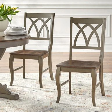 Lifestorey Montauk Solid Wood Dining Chair - Antique White/Oak - Set Of 2 4 Lifestorey Montauk Solid Wood Dining Chair - Antique White/Oak - Set Of 2 - Image 2